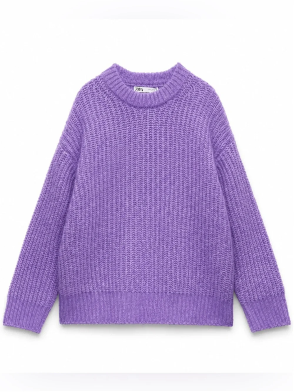 Zara Cozy Wool Blend Purple Lavender Crewneck Sweater Size M - Picture 1 of 10